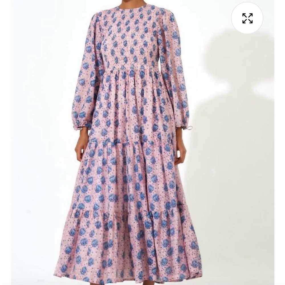 Oliphant Pastel Pink and Blue Floral Maxi Dress